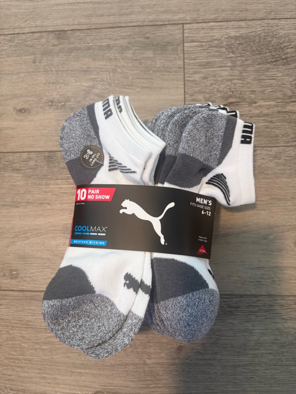Puma Men’s Low-Cut Athletic Socks in White and Gray - 10 Pack